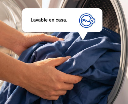 Luuna Juego de Sábanas Matrimonial de Algodón Tipo Satín 400 Hilos, 1 Juego de 4 Piezas, Suaves, Frescas, Transpirables y Antimicrobianas, Alta Calidad, Marca Mexicana (Azul)