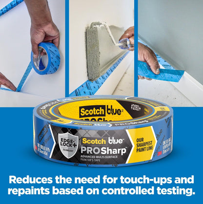 ScotchBlue PROSharp Cinta de pintor de 1 pulgada de ancho (0.95 pulgadas x 60 yardas), 1 rollo de cinta azul protege las superficies y se quita fácilmente, cinta de bloqueo de bordes para uso en