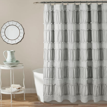 Lush Decor Nova Ruffle Shower Curtain, 72" x 72", White