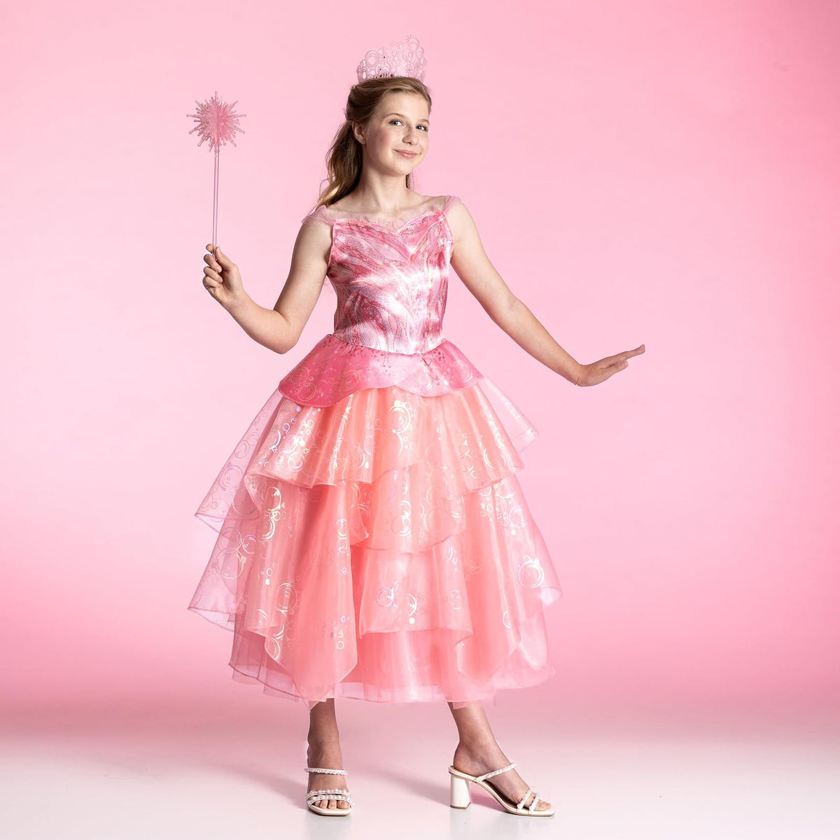 Disguise Wicked Glinda Costume for Girls, Deluxe Official Wicked Pink Glinda Costume Dress Disfraz Infantil
