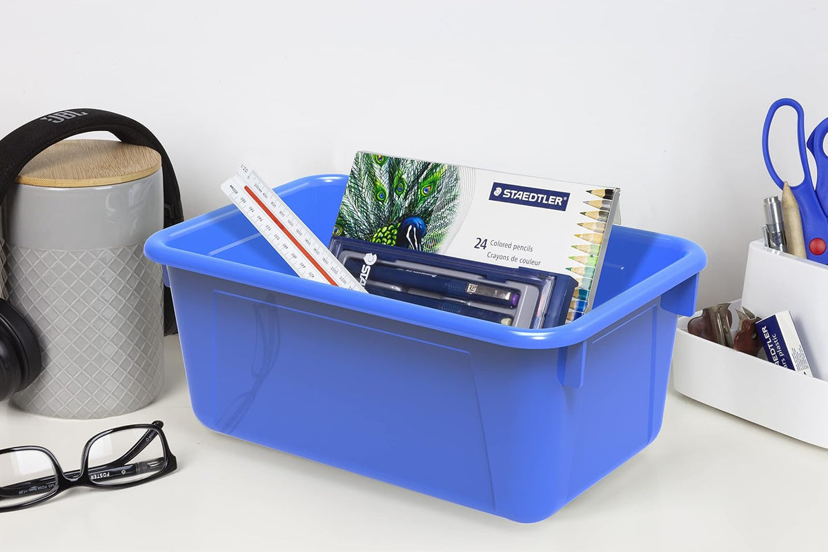 Storex Contenedores pequeños, paquete de 5, 12.2 x 7.8 x 5.1 pulgadas, azul (62416U05C)