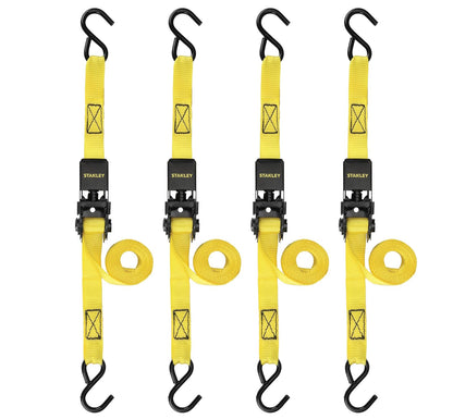 Stanley Correas de Carraca S9500, 2.5 cm x 3 m, Carga de 136 kg, Negro/Amarillo, Paquete de 4