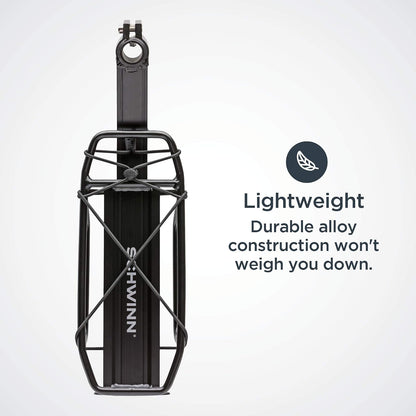 Schwinn - Estante de Carga Trasero para Bicicleta, Soporte Duradero para 26 Libras, se Adapta a la mayoría de para Adultos de 24 a 29 Pulgadas, con Centro, Lado o sin Puntos de