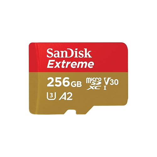 SanDisk Tarjeta microSDXC Extreme de 256 GB + Adaptador SD + RescuePRO Deluxe, hasta 190 MB/s, con A2 App Performance, UHS-I, Clase 10, U3, V30