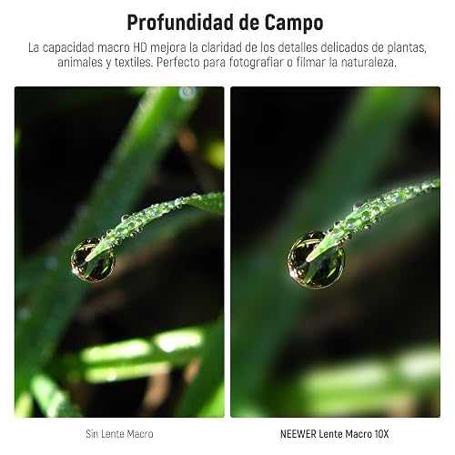 NEEWER 10X Lente Macro con Clip de Lente Teléfono de 17mm Rosca y Parasol Difusor Desmontable, para Jaula de Teléfono Roscada de 17mm/Funda de Teléfono/Abrazadera de Teléfono/Placa Trasera, LS-28 Pro