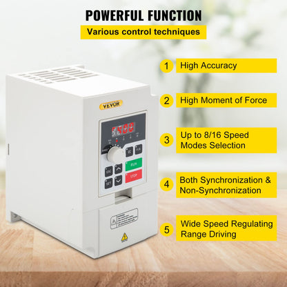 VEVOR Variador de frecuencia, Entrada CA 220 V, 3 kW, variador de frecuencia CNC, convertidor inversor, VFD 4 HP, Entrada monofásica o trifásica, Salida trifásica, convertidor inversor de Motor CNC