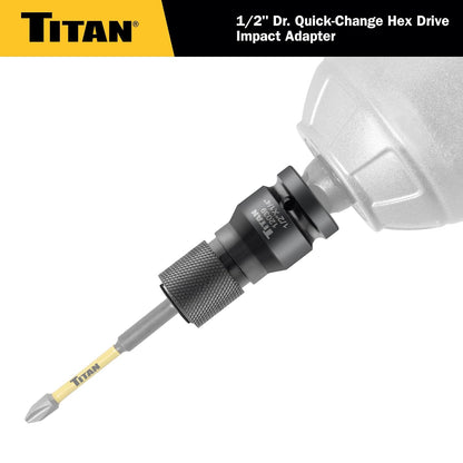Titan 12039 Adaptador de cambio rápido de unidad hexagonal de 1/2 pulgada a 1/4 pulgadas