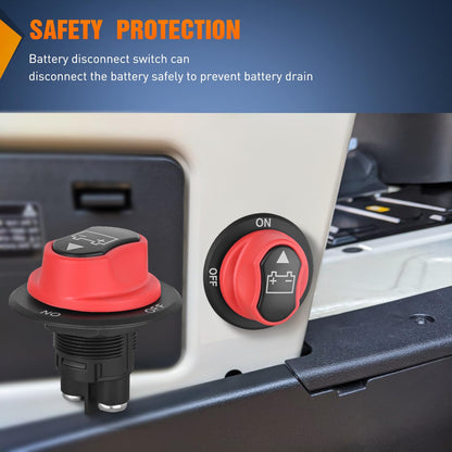 Nilight - Interruptor de desconexión de batería 50 A, aislador de desconexión maestra de 12 V-48 V, interruptor de corte de encendido, impermeable, resistente para barco, coche, RV, ATV, UTV, yate, 2