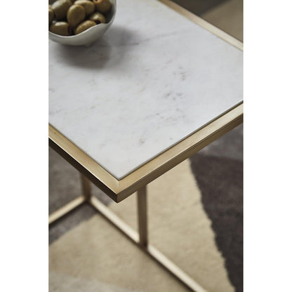 SIGNATURE DESIGN BY ASHLEY - Mesa de Acento Lanport - Color Blanco y Dorado