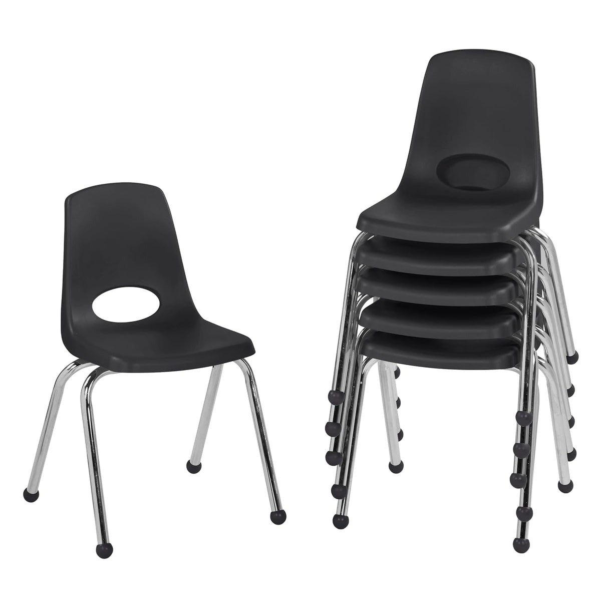 Silla Escolar Apilable Factory Direct Partners Rojo 30cm Set de 6 - Negro - 40.64 cm - Deslizadores de bolas - Silla