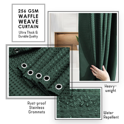 Clara Clark Hunter Cortina de Ducha Verde – Cortina de baño de Tela gofre de Calidad de Hotel 72 x 72 Pulgadas, Resistente al Agua para baño