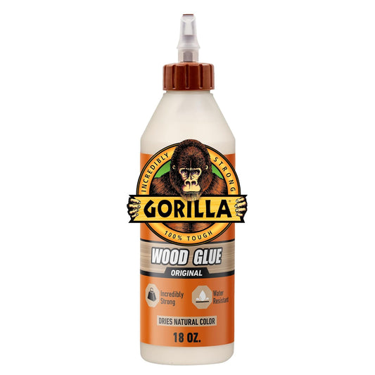 Gorilla Pegamento para madera, botella de 18 onzas, color madera natural, paquete de 1