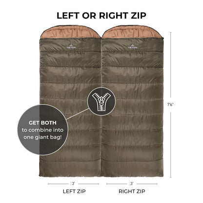 TETON Sports Celsius XL -18 Degree C / 0 Degree F Flannel Lined Sleeping Bag (90” x 36”) - Bolsa de Dormir Forrada con Franela (2.28 m x 91 cm)