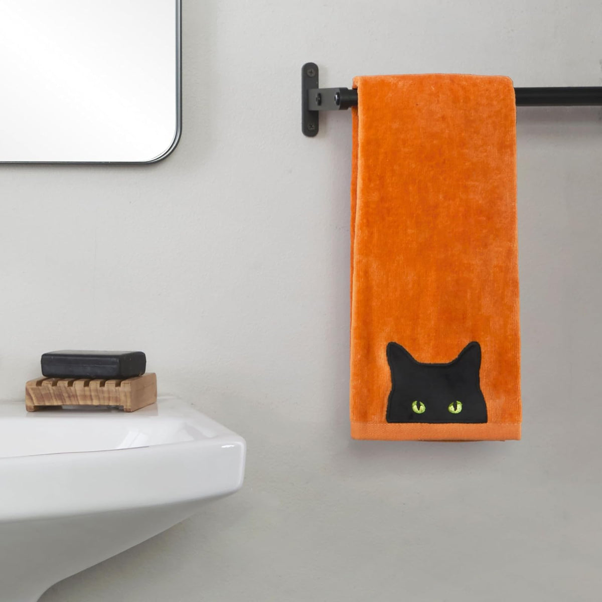 SKL Home - Juego de Toallas de Mano Bordadas 100% algodón, 2 Piezas, Decorativas para baño/Cocina/Bar y Regalo, Color Naranja