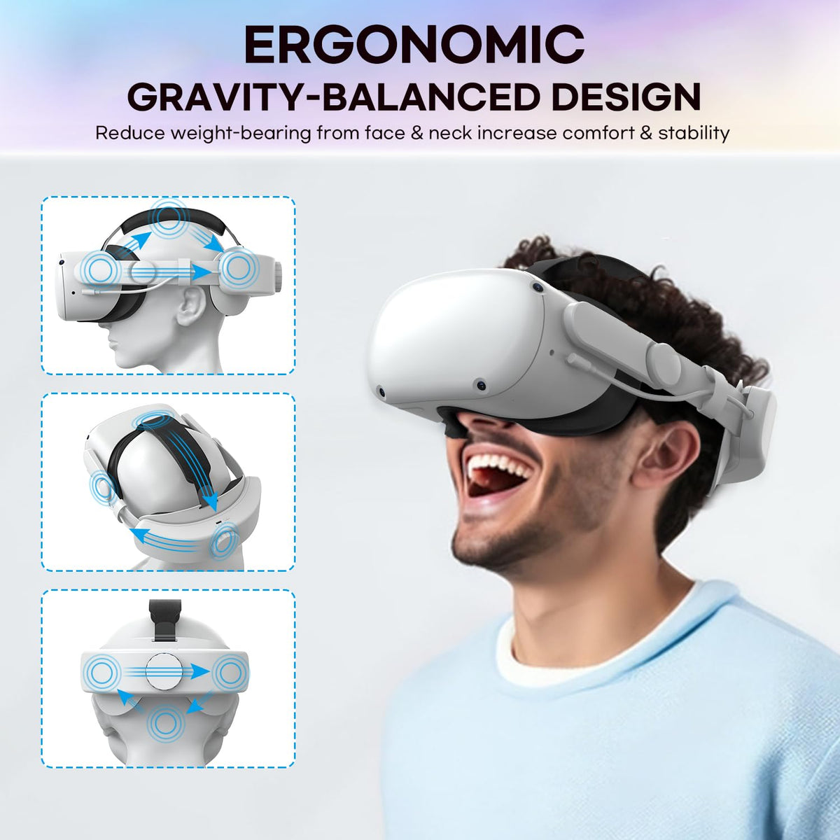 VZNEK Correa para la Cabeza de batería Compatible con Accesorios Oculus Quest 2, batería incorporada de 6000 mAh para Meta Quest 2 Accesorios de Repuesto de Correa Elite Ajustable para Oculus/Meta Qu