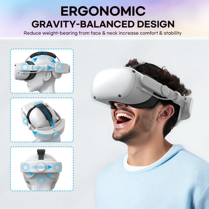 VZNEK Correa para la Cabeza de batería Compatible con Accesorios Oculus Quest 2, batería incorporada de 6000 mAh para Meta Quest 2 Accesorios de Repuesto de Correa Elite Ajustable para Oculus/Meta Qu