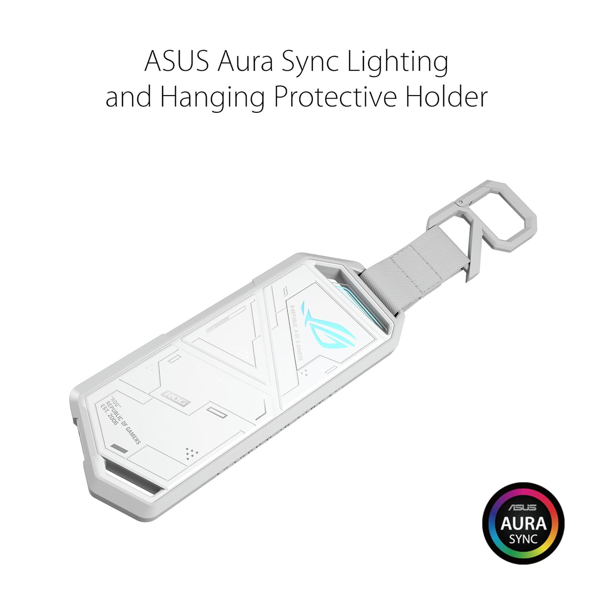 ASUS ROG Strix Arion Case para SSD M.2 NVMe USB-C Aluminio para Respaldo | Case para SSD M.2 NVMe (2230-2280), USB-C 3.2 Gen 2 10Gbps, instalación sin herramientas, cuerpo de aluminio, Aura RGB