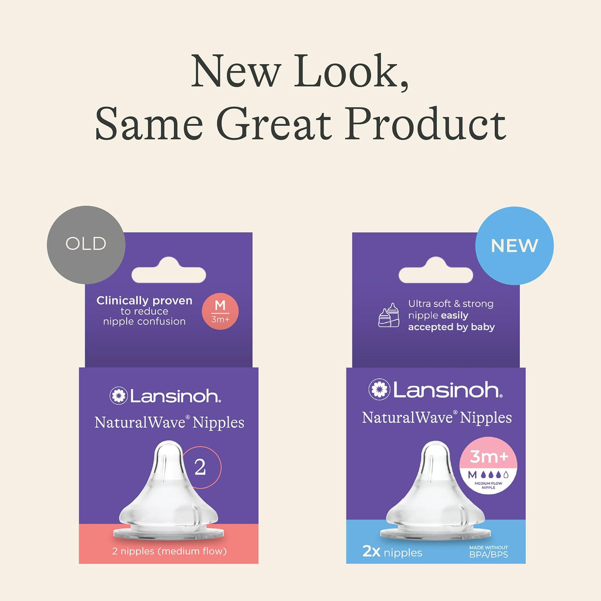Lansinoh mOmma Nipples, Medium-Flow, 2 Count