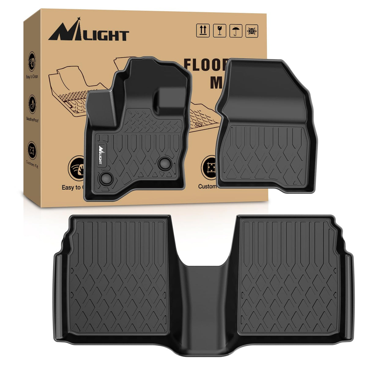 Nilight Alfombrillas de Piso para Ford Flex 2009 2010 2011 2012 2013 2014 2015 2016 2017 2018 2019 para Todo Clima Ajuste Personalizado revestimientos de Piso de Servicio Pesado - Ford Flex 2009-2019