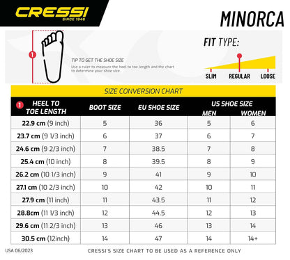 Cressi Minorca Botas de Neopreno de Calidad Suprema, 3 mm, con Suela de Goma Antideslizante