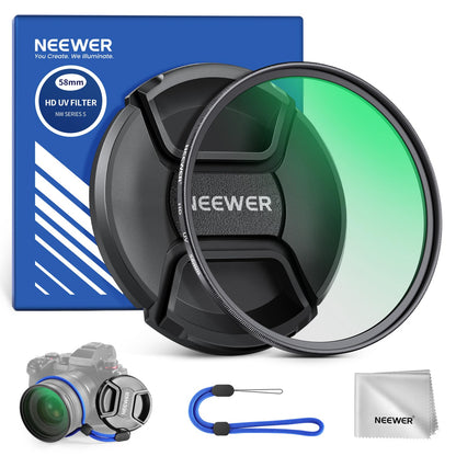 Neewer Filtro UV de Protección con Tapa de Lente - UV c - Tapa de Lente - 58mm