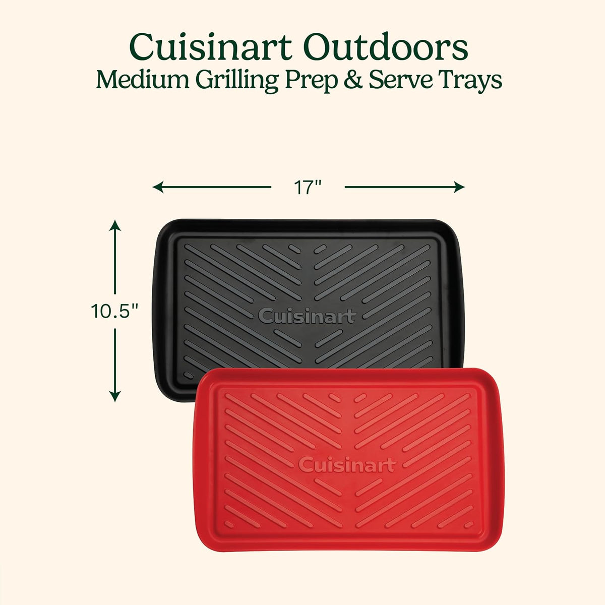 Cuisinart Bandejas Parrilla Set 2 Piezas Roja y Negra | Bandejas de preparación tamaño mediano, sin contaminación cruzada, apto para lavaplatos, hechas de melamina, fácil limpieza
