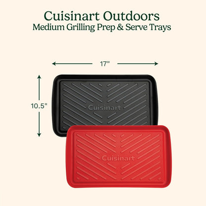 Cuisinart Bandejas Parrilla Set 2 Piezas Roja y Negra | Bandejas de preparación tamaño mediano, sin contaminación cruzada, apto para lavaplatos, hechas de melamina, fácil limpieza