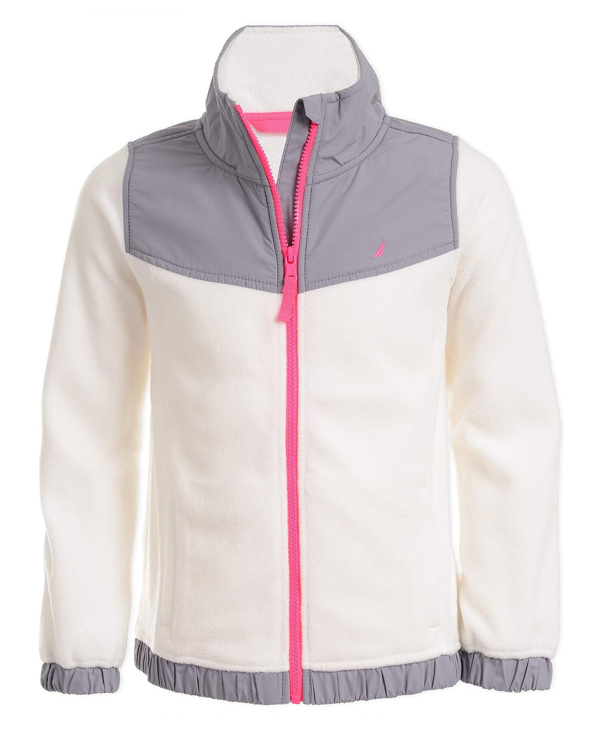 Nautica Sudadera de Forro Polar para Uniforme Escolar Niña - Crema - Gris - 4