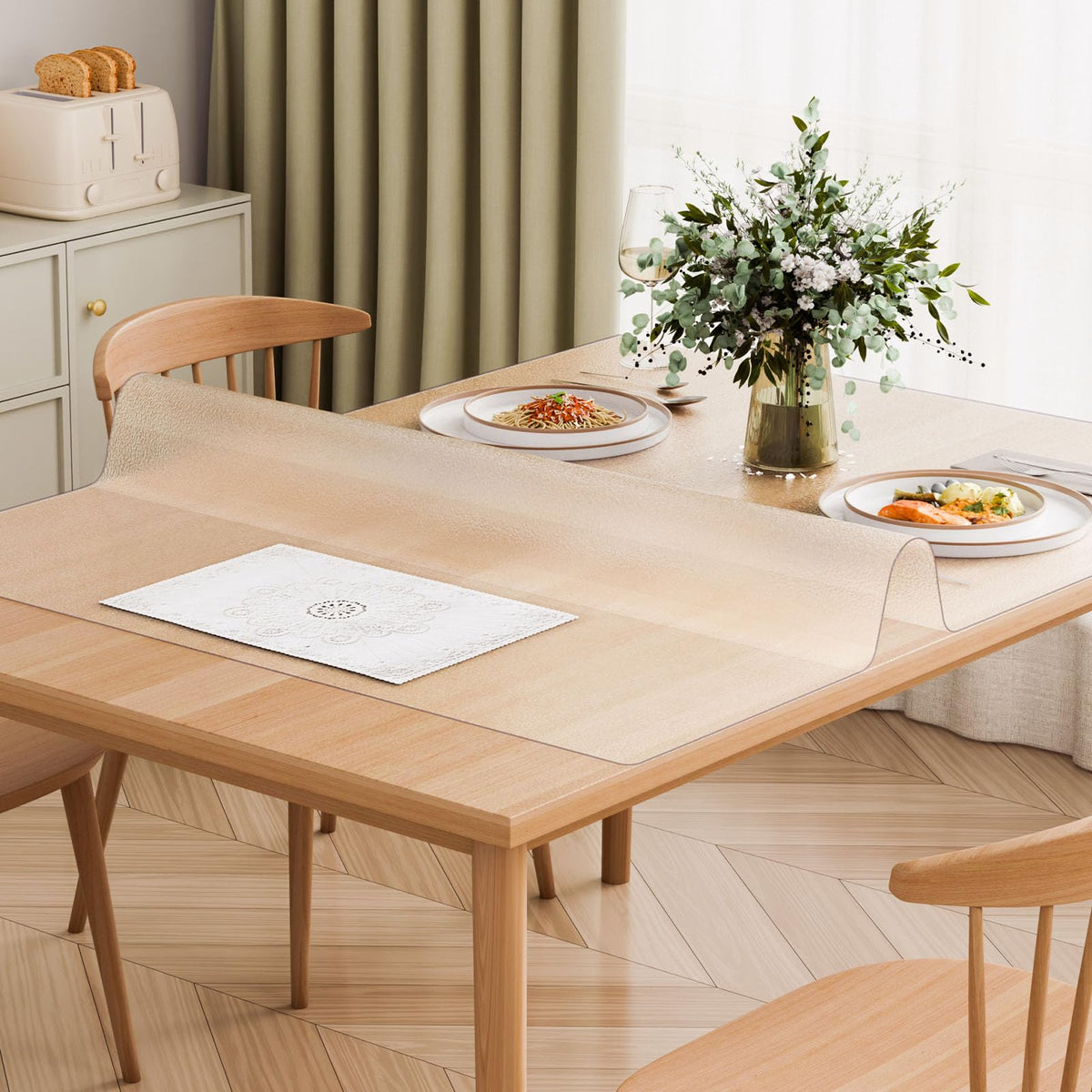 VEVOR Mantel Rectangular Transparente Esmerilado 914x1524 mm Grosor de 1,5 mm Película de PVC para Mesa Impermeable Fácil de Limpiar Protector de Mesa para Oficina, Cocina, Restaurante, Comedor