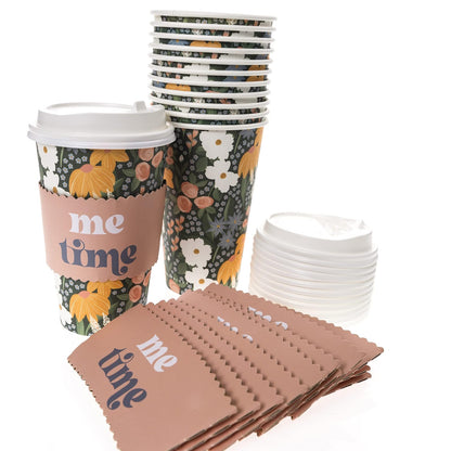 Graphique Paquete de 12 tazas de café desechables, 473 ml de capacidad, con tapas, perfectas para viajes, el hogar, fiestas y más