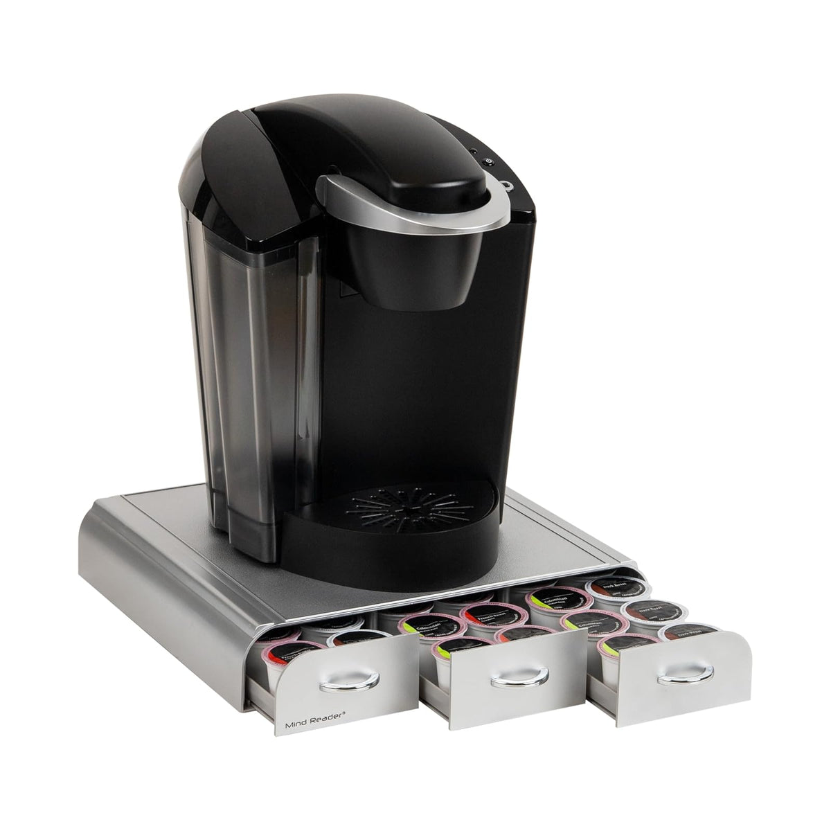 Mind Reader 'Anchor' - Soporte para cápsulas de café, 3 cajones, K-Cup Dolce Gusto, Para K-Cup, CBTL, Verismo, Dolce Gusto, Plateado, 1