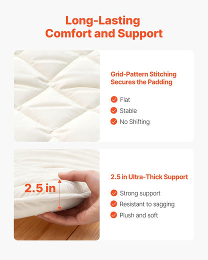 VEVOR - Colchón de futón japonés, 100% Espuma cómoda de Alta Densidad, tapete Plegable de Tatami con Bolsa de Almacenamiento, Almohadilla de Dormir para Acampar, recámara o Yoga