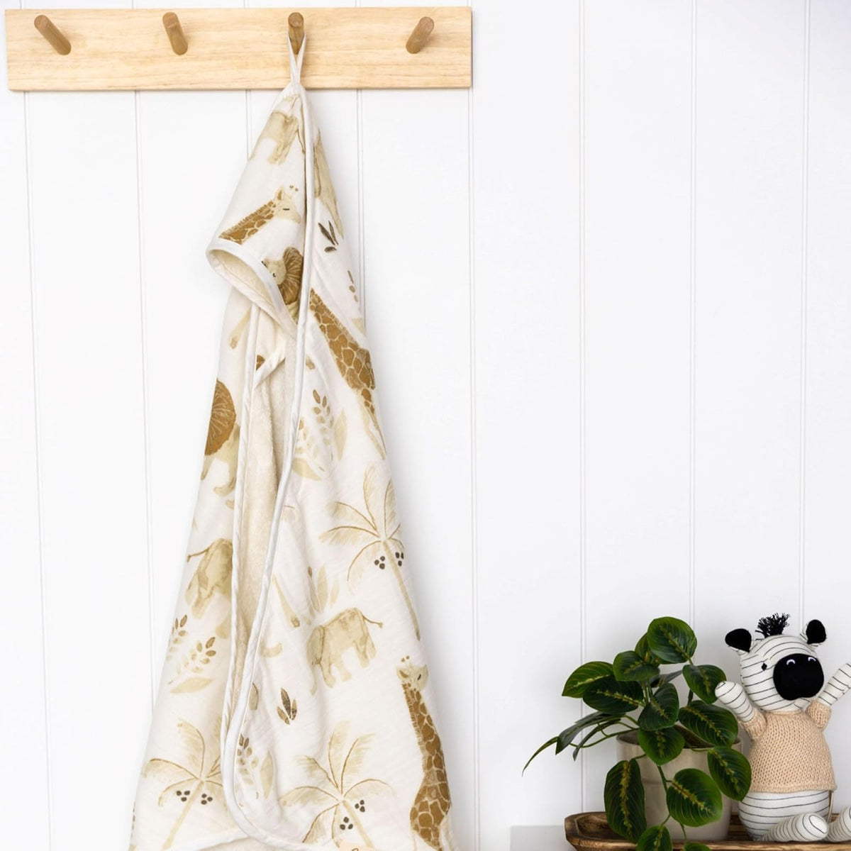 Crane - Toalla con Capucha para bebé, 100% algodón y Tela de Rizo con Capucha para niños y niñas, Animal Safari, 30 Pulgadas de Ancho x 30 Pulgadas de Alto, Toalla de Playa con Capucha, Toalla de