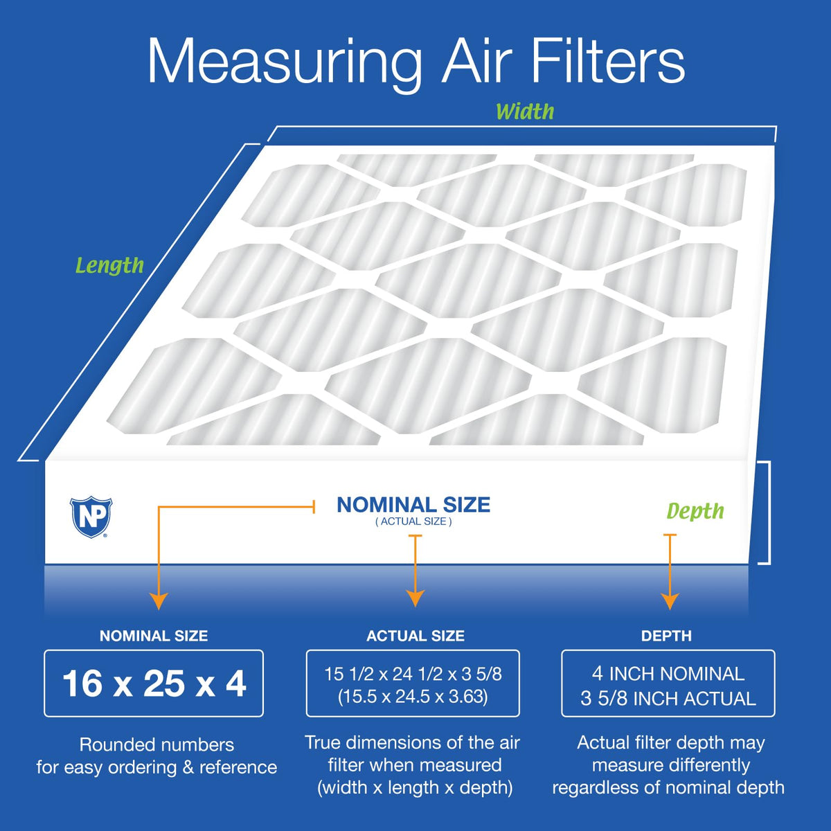 Nordic Pure Filtros de Aire MERV 15 Plus de Carbono AC para Muebles, Cantidad: 2, 16x25x4M