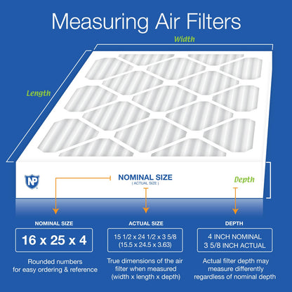 Nordic Pure Filtros de Aire MERV 15 Plus de Carbono AC para Muebles, Cantidad: 2, 16x25x4M