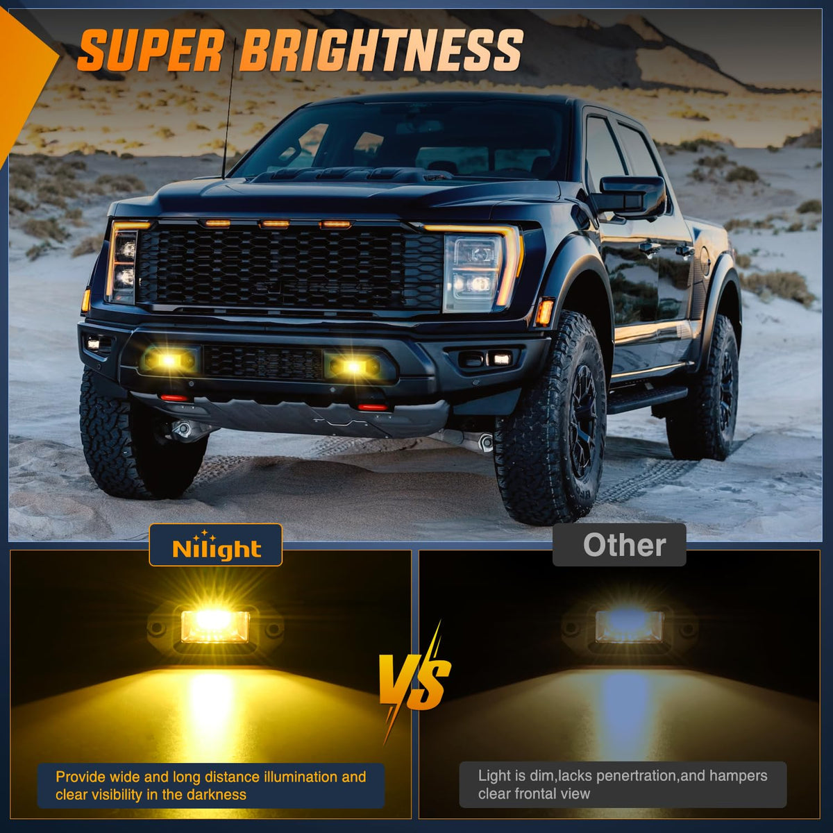 Nilight 2 PCS 20W Flush Mount Amber LED Pods Flood Beam Work Offroad Driving Fog Reverse Backup Lights for Bumper Truck ATV UTV SUV Boat | Luces de marcha atrás para conducción todoterreno, antiniebla, marcha atrás, para parachoques, camiones, ATV, UTV, S