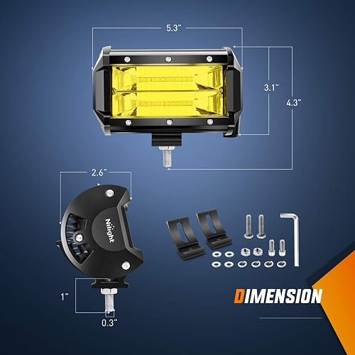 Nilight 18030C-A Barra Luz LED Doble Fila 10800 Lúmenes 12.7cm 72W Ámbar Antiniebla 2 Piezas