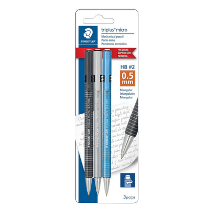Staedtler Triplus 77427BK3A6 - Portaminas retráctil (0,5 mm, incluye borrador, escritura, dibujo, dibujo, dibujo, 3 unidades)