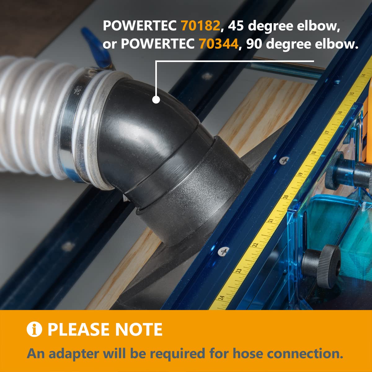 POWERTEC 71733 - Kit de protección para brocas de enrutador de tamaño completo con puerto de polvo para mesa de enrutador | Adaptador de recolección de polvo de 2.5 pulgadas