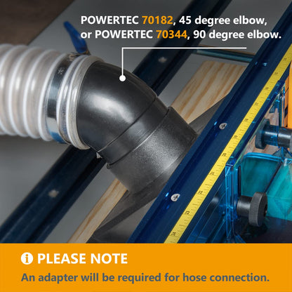 POWERTEC 71733 - Kit de protección para brocas de enrutador de tamaño completo con puerto de polvo para mesa de enrutador | Adaptador de recolección de polvo de 2.5 pulgadas