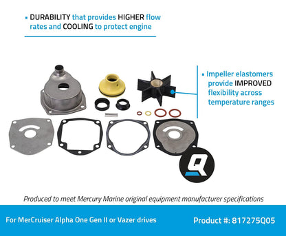 Quicksilver 817275Q05 Kit de reparación de bomba de agua superior - MerCruiser Alpha One Gen II Drives y Vazer Drives