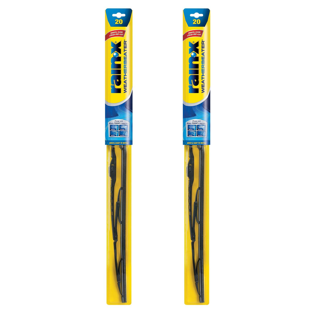 Rain-X WeatherBeater Limpiaparabrisas de Repuesto, Paquete de 2 - Paquete con 2 - 20 pulgadas y 20 pulgadas