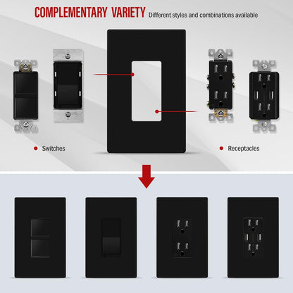 ENERLITES - Placas de pared para decoración sin tornillos, cubiertas de salida seguras para niños, acabado brillante, tamaño mediano, 1 banda, 12,4 cm de alto x 7,9 cm de largo, termoplástico de