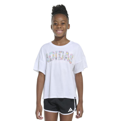 adidas Playera de Manga Corta con Hombros caídos para niña