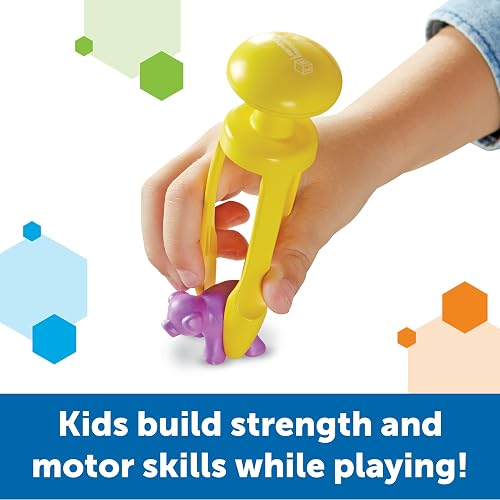 Learning Resources 3 Prong Tong, Pinzas de Agarre de Lápiz, Contenedor Sensorial, Juguete de Motricidad Fina, Juego de 6 Piezas, Mayores de 4 Años