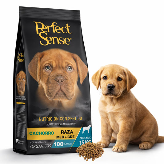 Perfect Sense Alimento Premium para Cachorros MLB | 15 kg | Ingredientes 100% Naturales con Prebióticos, Omega 3, YUCCA schidigera y Conservadores Naturales