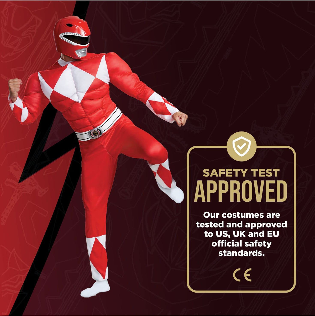 Disguise Disfraz de músculo clásico Red Ranger para adultos Disfraces de tamaño adulto Hombre