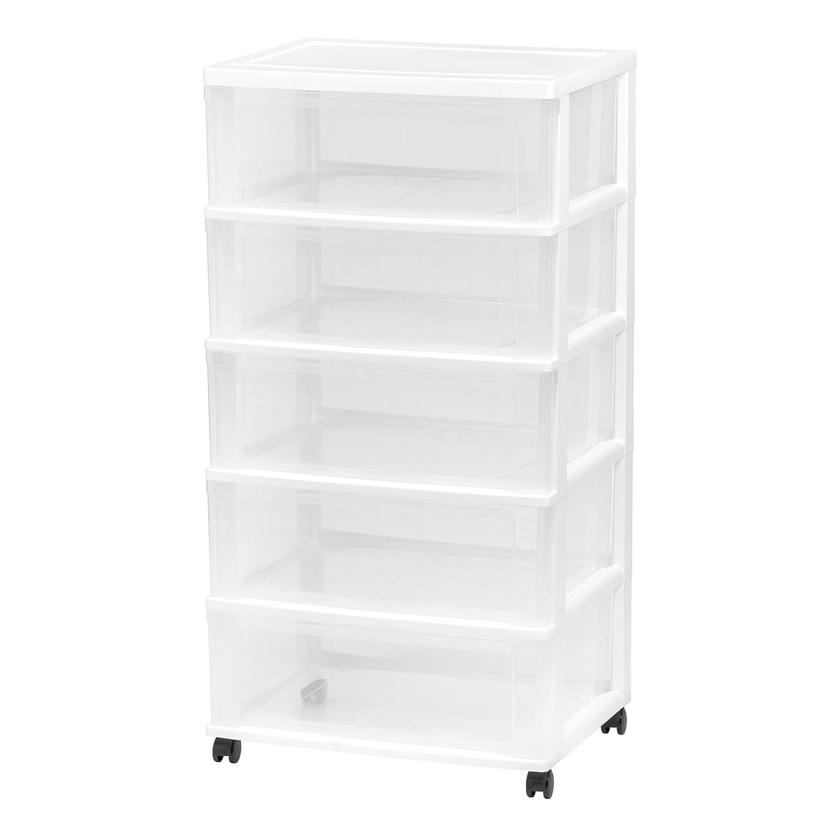 IRIS USA Carrito Organizador de Cajones con Ruedas - Blanco - 40P x 54An x 105.6Al cm (5 Cajones)