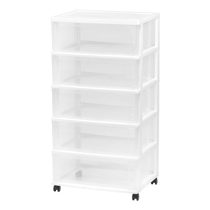 IRIS USA Carrito Organizador de Cajones con Ruedas - Blanco - 40P x 54An x 105.6Al cm (5 Cajones)