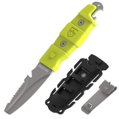 GEAR AID Akua - Cuchillo de paleta de punta roma con hoja dentada de 3 pulgadas y funda